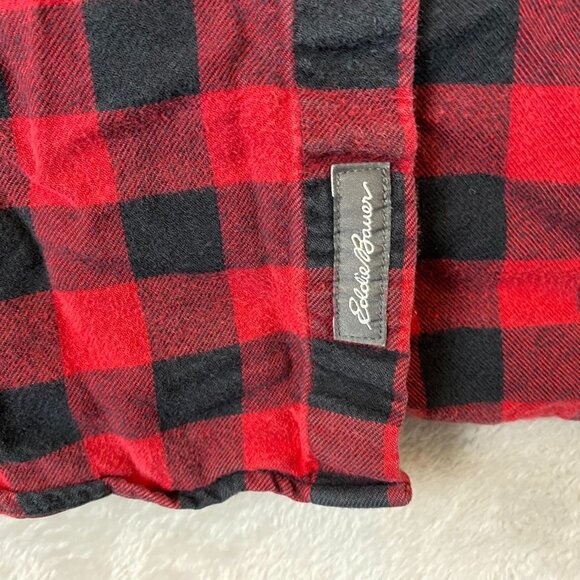 Eddie Bauer Men's Flannel Shirt XLT Red Black Buffalo Plaid Relaxed Fit Long Sle - Picture 6 of 10
